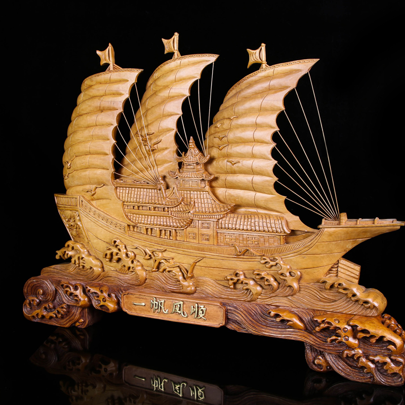 中国木雕艺术大师马良勇作品 一帆风顺