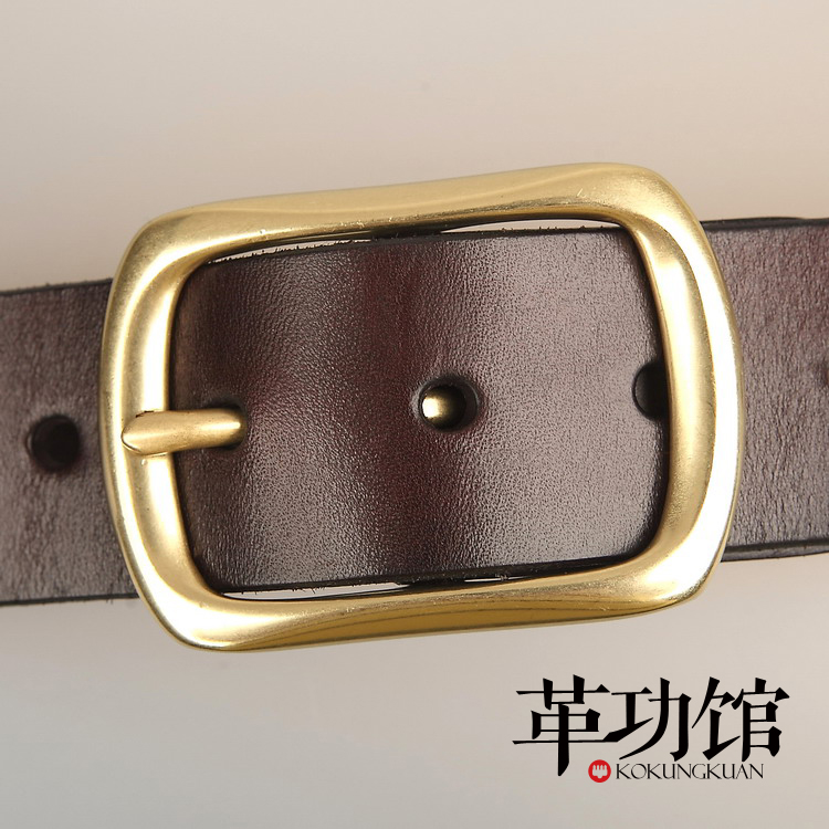 新款男士商务休闲皮带纯黄铜日字针扣头层牛皮百搭裤腰带全国包邮|msdalam kategori Aksesori/Belt kulit/Hat/Muffler, tali pinggang/tali pinggang kulit/pinggang - dari Buy2taobao.com untuk memberikan perkhidmatan ejen Taobao profesional membeli
