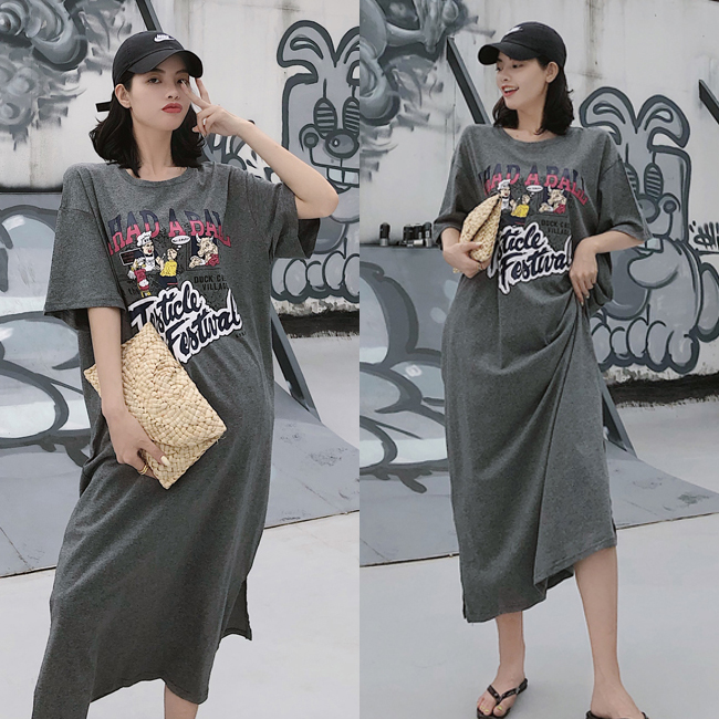 孕妇夏装大码上衣时尚款宽松短袖纯棉长款过膝T恤夏季孕妇连衣裙|ruв категории Всё для беременных и кормящих, материнство, платье - от Buy2taobao.com для оказания профессиональной услуги покупки агента Taobao