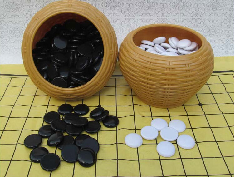 仿竹编亚克力围棋高分子耐用黑白娱乐休闲比赛练习入门围棋桶盒装