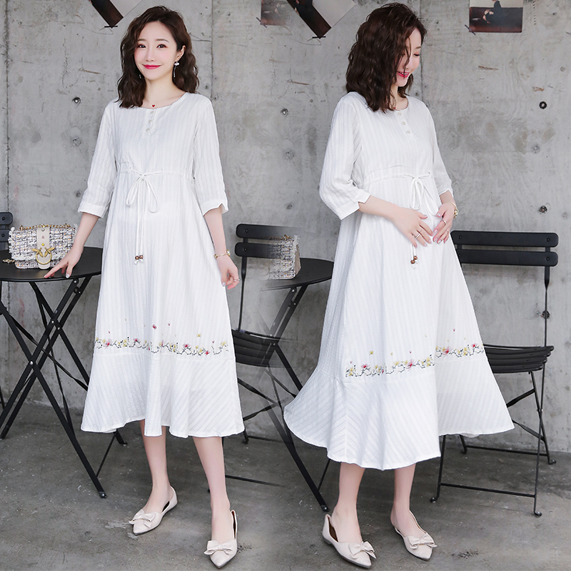 Jing Qi pregnant woman Summer wear Dress 2019 new pattern maternity dress Pregnant Lactation Korean Edition Easy summer skirtin the Maternity/Maternal supplies/Nutrition , Maternity , Dress category - from Buy2taobao.com to provide professional Taobao agent buy service