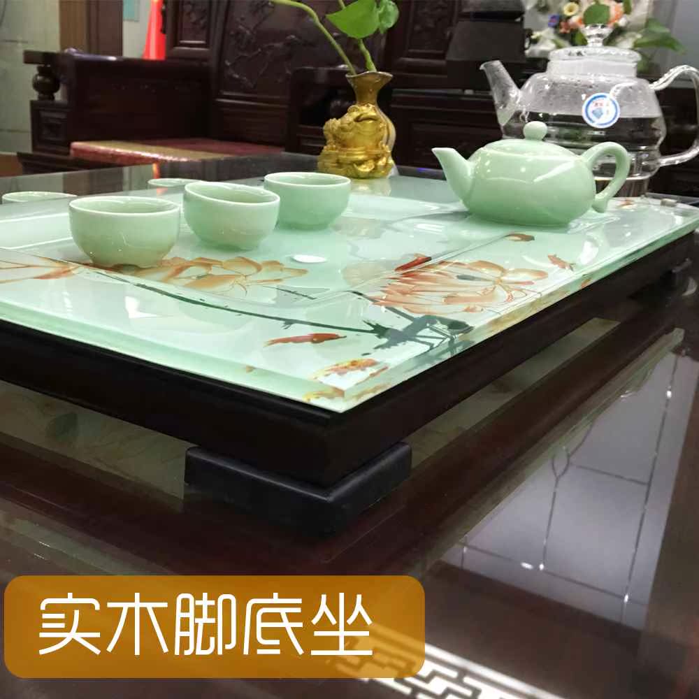 Toughened glass tea tray Colored glaze Simplicity Kungfu Online Tray Tea Set drainage household Tea Service Tea Tray monolayerin the Tableware , Tea set , Tea tray category - from Buy2taobao.com to provide professional Taobao agent buy service