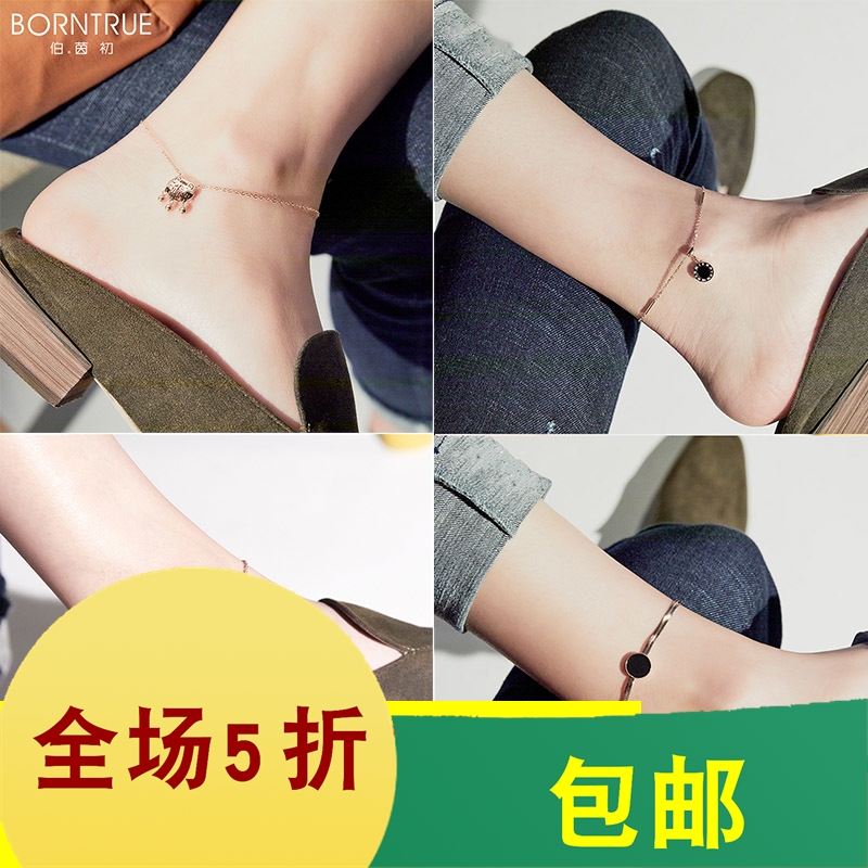 2019 Anklet Korean Edition Simplicity student Sen family Retro Ankle Foot chain Female models Sterling Silver Titanium Fadein the Accessories/Fashion Jewelry, Anklets category - from Buy2taobao.com to provide professional Taobao agent buy service