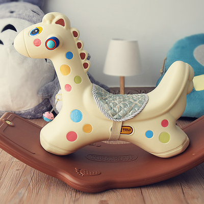 【优鹿正品】小萌鹿加厚环保塑料摇椅无气味故事机音乐木马摇摇马