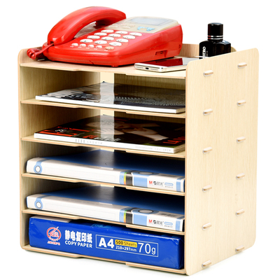 创意木质办公室用品桌面A4文件框6层资料档案盒整理收纳架座包邮