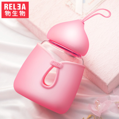 物生物玻璃杯便携水杯透明随手杯女创意带盖防漏杯子可爱学生茶杯