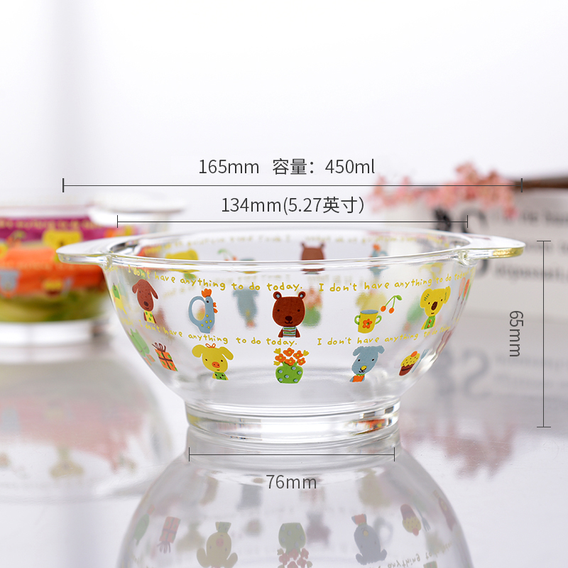 Northern Europe Cartoon Binaural transparent Glass bowl Rice bowl fruit Salad bowl household Heat A bowl of instant noodles Soup bowlin the Tableware , Tableware , Bowl category - from Buy2taobao.com to provide professional Taobao agent buy service
