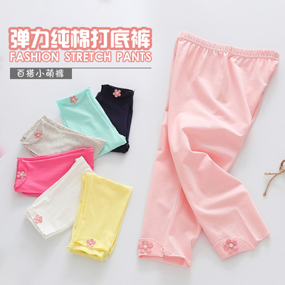 童装女童打底裤春秋纯棉宝宝七分裤子儿童长裤外穿夏季薄款4-12岁