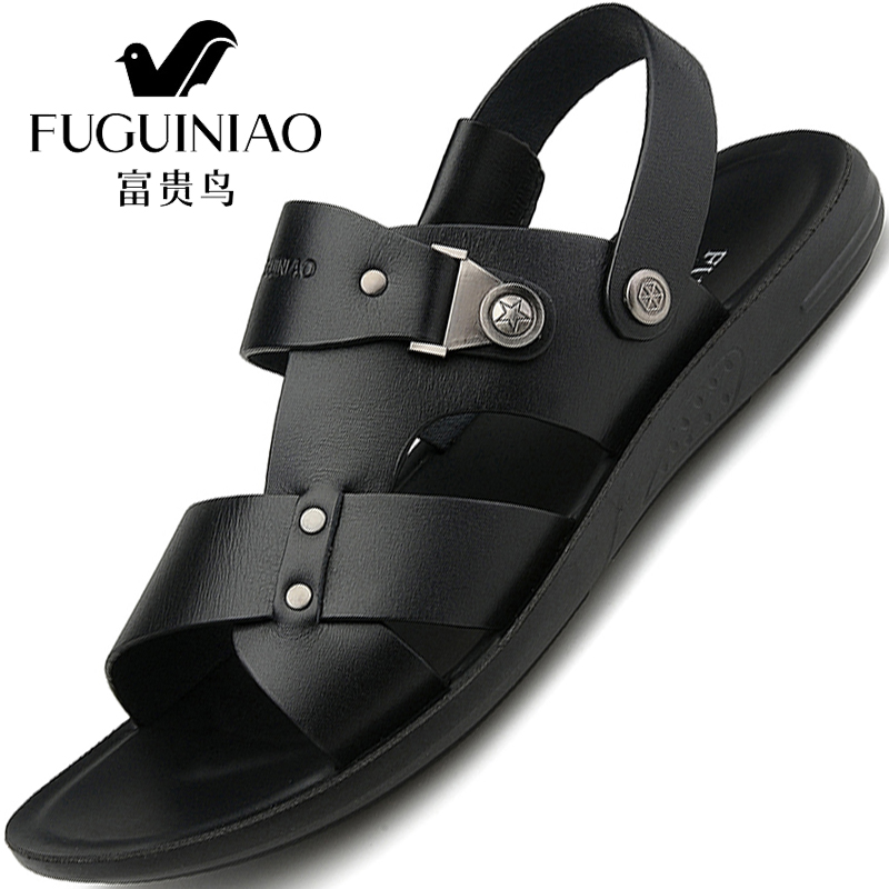 富贵鸟开车男土凉鞋潮流2019时尚外穿透气青年个性真皮夏天凉拖鞋|ruв категории Мужская обувь, сандалии - от Buy2taobao.com для оказания профессиональной услуги покупки агента Taobao