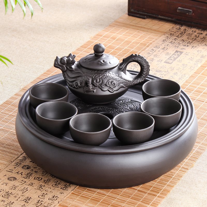 紫砂功夫茶具套装现代家用简约圆形茶盘泡茶整套潮汕陶瓷茶壶茶杯在类目 餐饮具, 茶具, 整套茶具中 - 来自Buy2taobao.com提供专业的淘宝代购服务