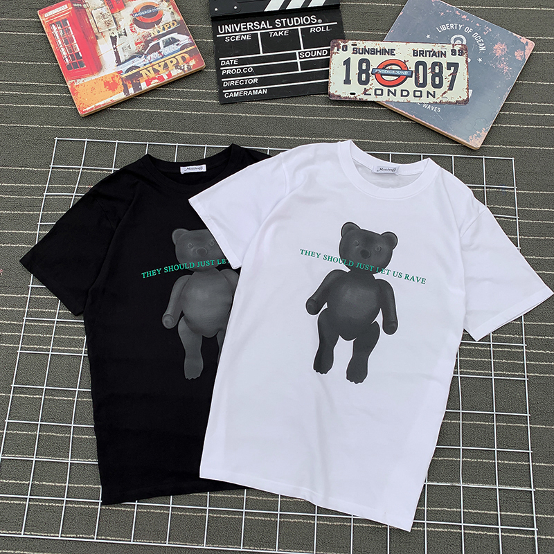 Spring and summer Chaopai Cartoon alphabet Little Bear printing bf lovers T-shirts pure cotton Easy Short sleeved Men and womenin the Women's clothing/Boutique , T-shirt category - from Buy2taobao.com to provide professional Taobao agent buy service