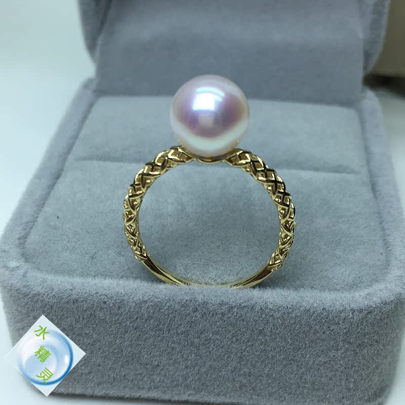 18 natural Pearl Ring 18K Hollow Simple models bead Ring Gold parts akoya Pearlin the Jewelry/Diamond/Jade/Gold , Natural pearls (New) , Bracelets category - from Buy2taobao.com to provide professional Taobao agent buy service