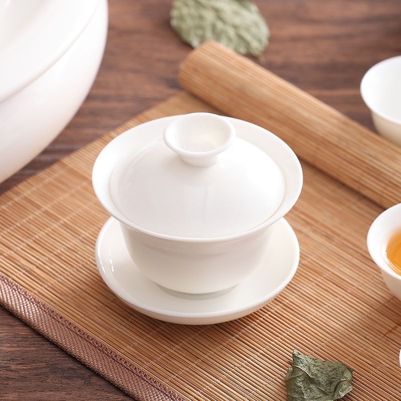 Chaozhou ceramics Bone Simplicity household Pure white trumpet Cover bowl teacup teapot Three talents Kungfu Online tea set suitin the Tableware , Tea set , Kung Fu Tea category - from Buy2taobao.com to provide professional Taobao agent buy service