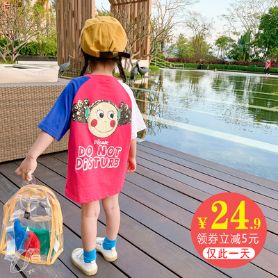 女宝宝短袖T恤裙2020夏装女童洋气体恤宽松中长款小童连衣裙1-5岁