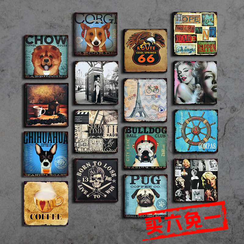 Retro originality personality Large square Metal painting bar Café metope Wall hanging loft Industrial wind Decorative stickersin the Home accessories , Mural category - from Buy2taobao.com to provide professional Taobao agent buy service