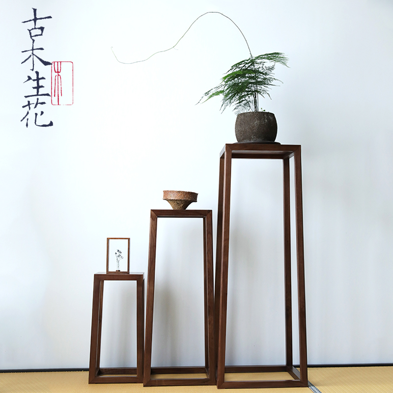 黑胡桃木花架新中式禅意现代客厅绿萝盆景架置物室内实木花几落地在类目 住宅家具, 架类, 花架/花几中 - 来自Buy2taobao.com提供专业的淘宝代购服务
