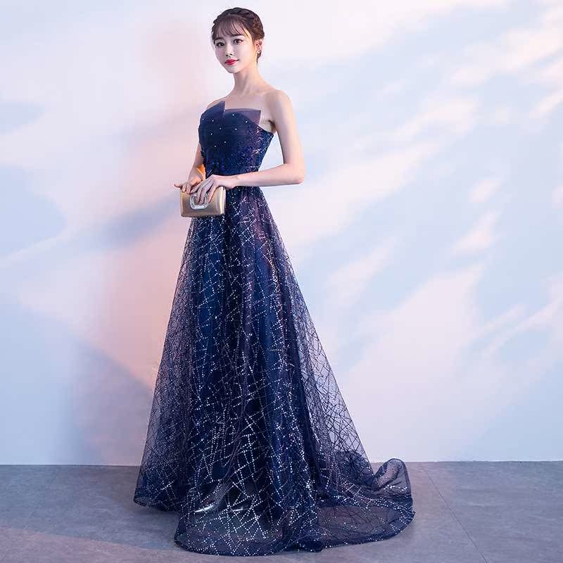 宴会晚礼服裙女2018新款端庄大气蓝色长款高贵优雅主持人星空夏季|ruв категории Женская одежда, Cвадебные платья, платье/вечернее платье - от Buy2taobao.com для оказания профессиональной услуги покупки агента Taobao