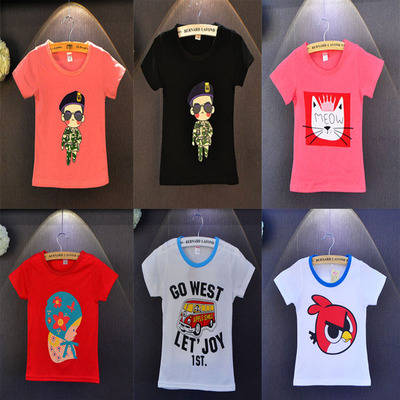 2016夏季新款韩版女童T恤宝宝简约百搭纯棉糖果色短袖上衣童装