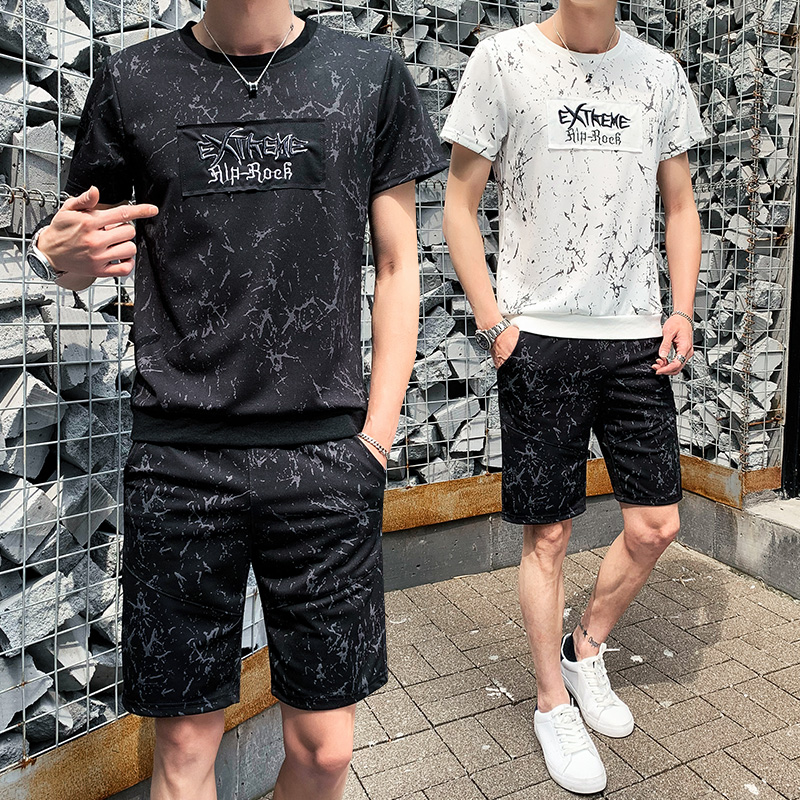 男士短袖套装夏季2019新款韩版潮流宽松t恤潮牌休闲衣服帅气夏装|ruв категории Мужская одежда, футболка - от Buy2taobao.com для оказания профессиональной услуги покупки агента Taobao