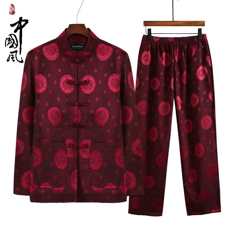 Middle-aged and elderly people Tang costume cotton-padded jacket the elderly Birthday birthday Longevity god clothes grandpa Winter clothes Chinese style cotton-padded clothes suitin the Men's clothing, National costume category - from Buy2taobao.com to provide professional Taobao agent buy service
