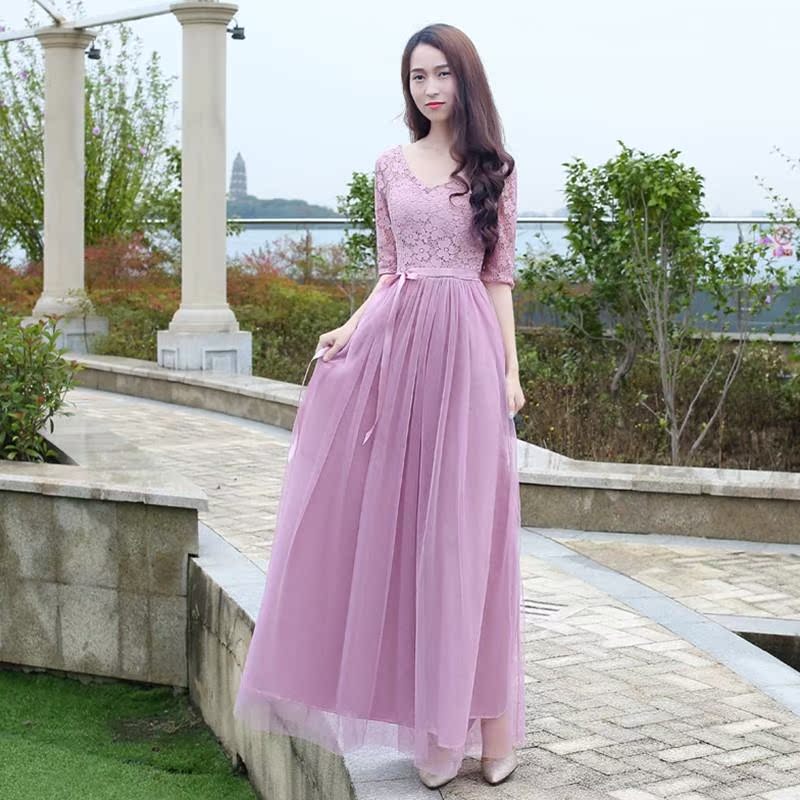 伴娘服2019新款春仙气质韩版中长款姐妹裙伴娘团晚礼服宴会显瘦女|msdalam kategori Butik wanita / wanita, perkahwinan/Cheongsam/pakaian, pakaian/malam - dari Buy2taobao.com untuk memberikan perkhidmatan ejen Taobao profesional membeli