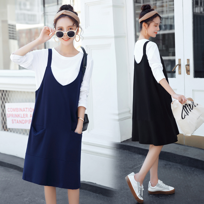 pregnant woman Autumn suit Dress Mid length version Long sleeve 2019 Spring new pattern fashion pure cotton Suspender skirt Two piece setin the Maternity/Maternal supplies/Nutrition , Maternity , Dress category - from Buy2taobao.com to provide professional Taobao agent buy service