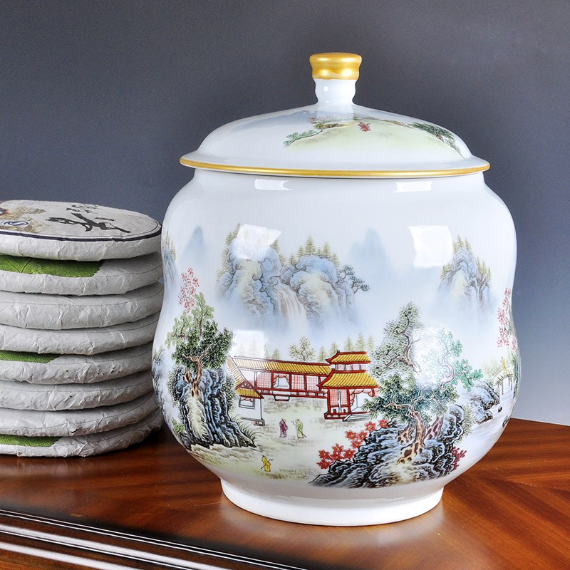 景德镇茶叶罐陶瓷普洱茶缸储存罐大号茶叶桶饼装陶瓷储物罐醒茶罐|msdalam kategori pinggan mangkuk, set teh, caddy teh - dari Buy2taobao.com untuk memberikan perkhidmatan ejen Taobao profesional membeli