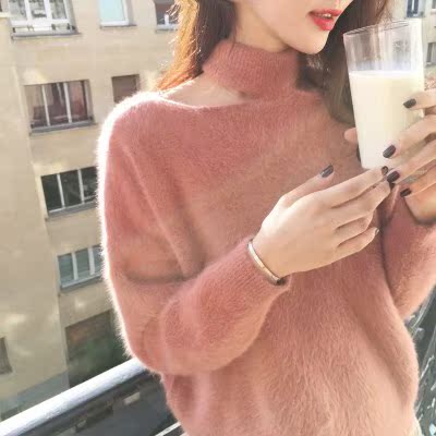 秋冬装韩版新款时尚围脖毛衣女宽松显瘦圆领套头露肩打底针织上衣|ruв категории Женская одежда, свитер - от Buy2taobao.com для оказания профессиональной услуги покупки агента Taobao