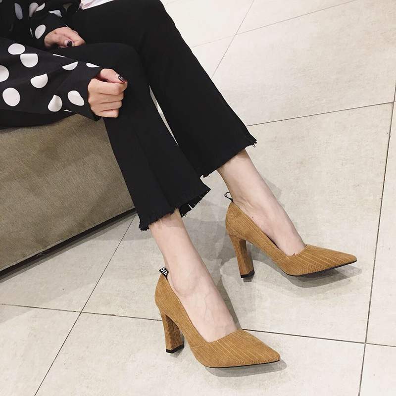 Suede thick with pointed high heels Suede With crude Tip High-heeled shoesin the Women's Shoes, Low shoes category - from Buy2taobao.com to provide professional Taobao agent buy service