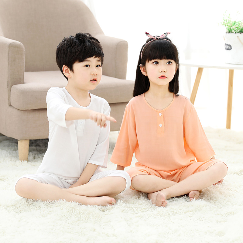 儿童睡衣绵绸男女童夏季家居服宝宝小孩竹节棉绸中大童七分袖套装|msdalam kategori Kanak-kanak/Bayi/Keluarga dipasang, pakaian kanak-kanak di rumah, pakej perkhidmatan rumah - dari Buy2taobao.com untuk memberikan perkhidmatan ejen Taobao profesional membeli