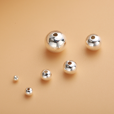 925银散珠圆珠定位珠手串隔珠光珠DIY配珠弟子珠