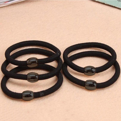 新品尼绒黑色发圈 高品质加粗头饰2元店发绳货源电镀金珠发饰