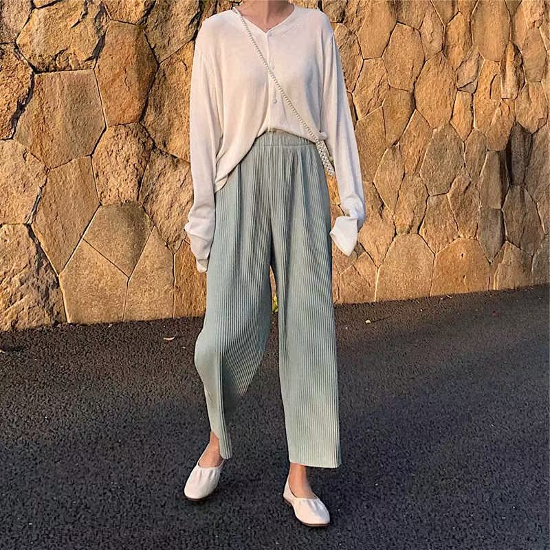summer Korean Edition trousers Easy Show thin Casual pants grandma Wide leg pants Paige Tube pants Harbor Wind Ninth pantsin the Play mode/Anime/Periphery/cos/Board games , Quadratic element Lolita, Lolita/Soft dress/Dress category - from Buy2taobao.com to provide professional Taobao agent buy service