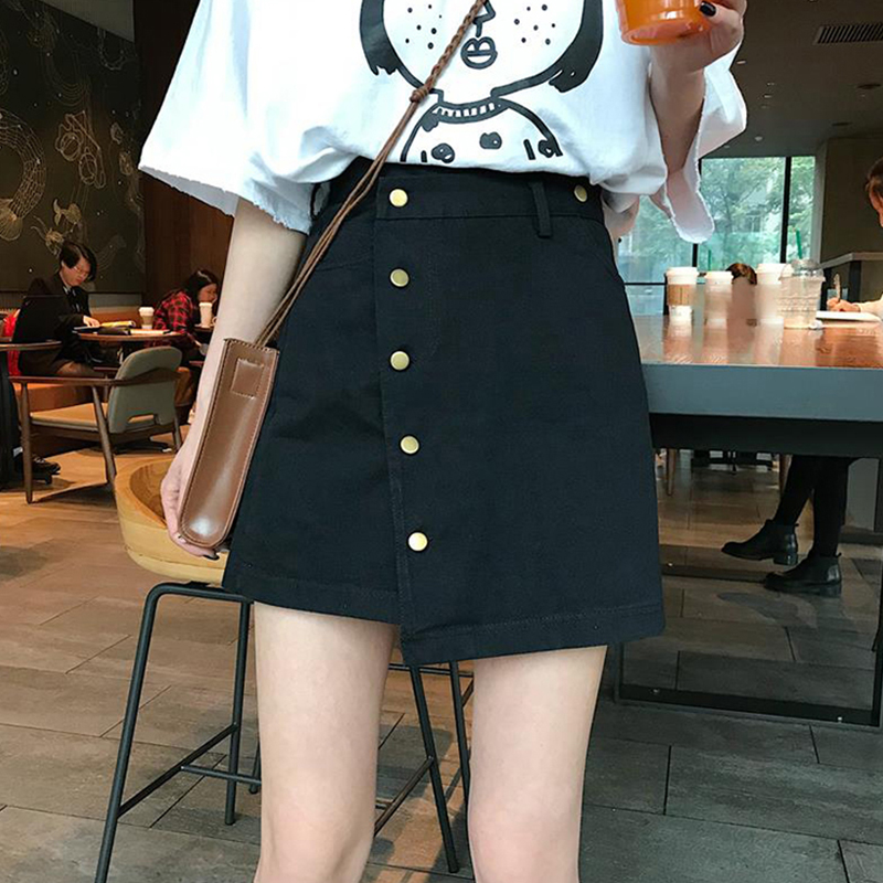 夏装韩版ins网红短裙2019新款高腰不规则a字裙单排扣半身裙女学生在类目 女装/女士精品, 半身裙中 - 来自Buy2taobao.com提供专业的淘宝代购服务
