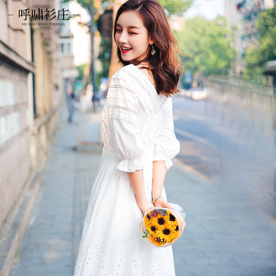 白色连衣裙女仙气质2019新款夏超仙森系很仙的法国小众桔梗长裙子