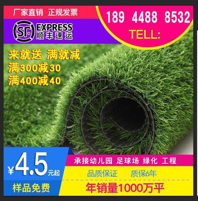 仿真人造人工塑料假草坪皮幼儿园户外阳台工地围挡足球场绿色地毯