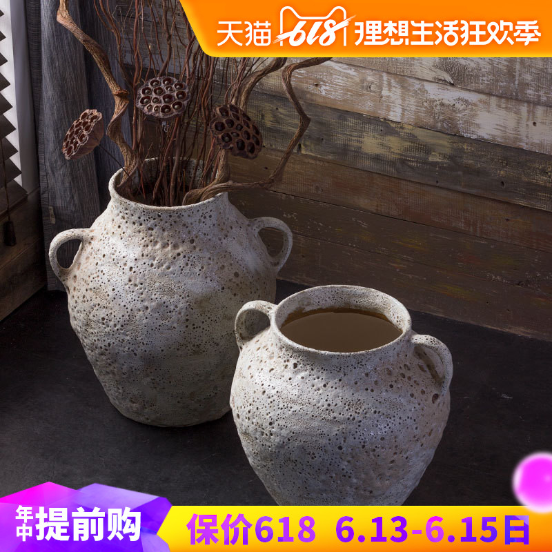 景德镇手工粗陶大陶罐复古软装饰品黑色禅意花瓶中式陶瓷家居摆件|ruв категории Домашний быт, ваза/цветок/искусственные цветы/моделирование украшения, цветок/ваза, горшок - от Buy2taobao.com для оказания профессиональной услуги покупки агента Taobao