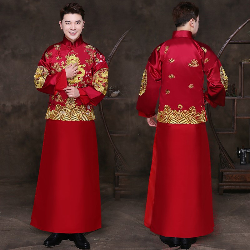 秀禾服新郎2019新款春季中式礼服男款龙凤褂结婚礼服男士秀禾服|msdalam kategori Pakaian Lelaki, pakaian kebangsaan - dari Buy2taobao.com untuk memberikan perkhidmatan ejen Taobao profesional membeli
