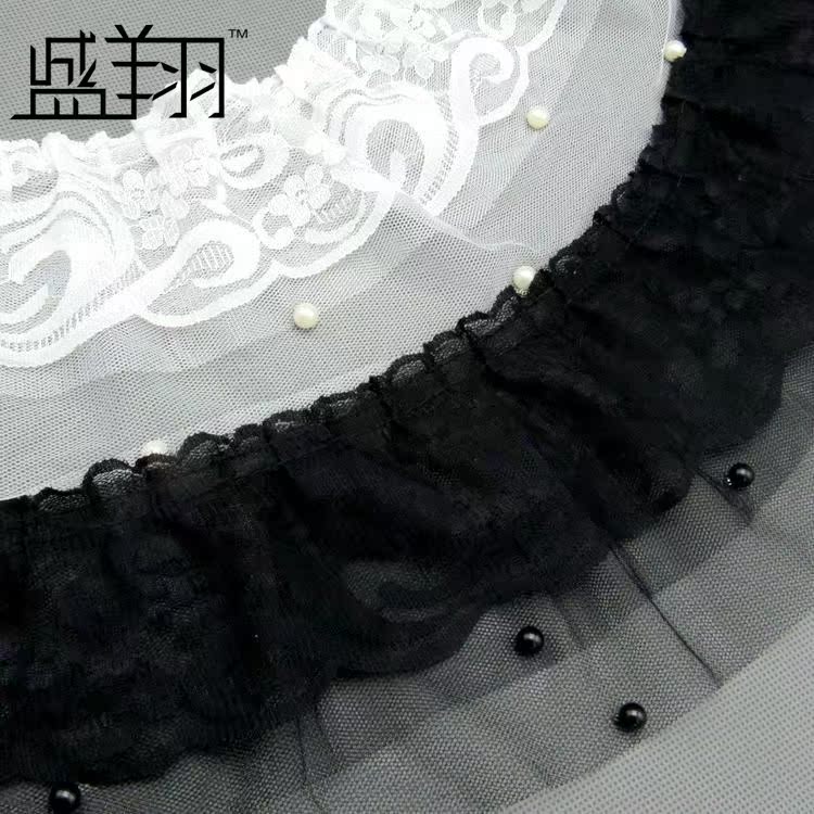 服装辅料 三层蕾丝网纱花边 自然皱精致珠子花边 双网钉珠 黑白色在类目 居家布艺, 缝纫DIY材料、工具及成品, 缝纫DIY配件/辅料/配饰, 花边中 - 来自Buy2taobao.com提供专业的淘宝代购服务