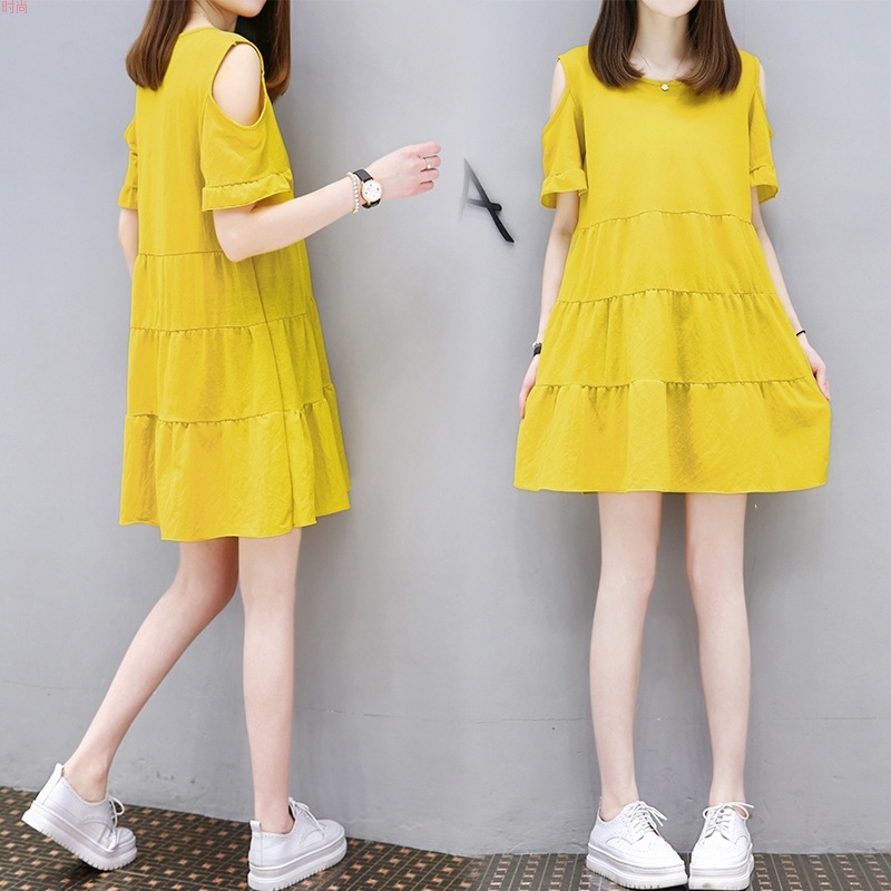 2019夏季女装韩版宽松大码显瘦露肩中长款A字连衣裙女在类目 女装/女士精品, 连衣裙中 - 来自Buy2taobao.com提供专业的淘宝代购服务