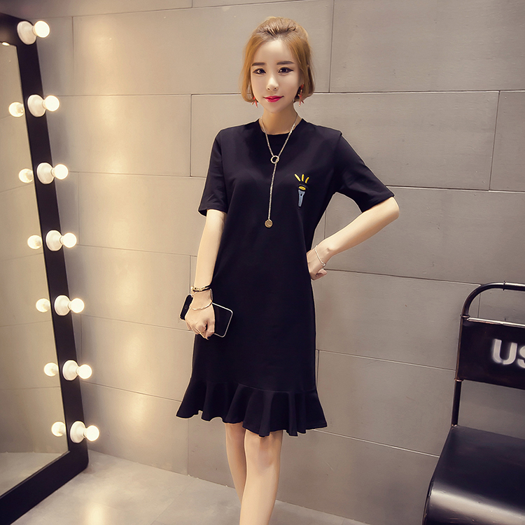 Maternity Summer 2018 new pattern Mid length version Easy Large T-shirt fish tail skirt Lotus leaf Dress pure cottonin the Maternity/Maternal supplies/Nutrition , Maternity , Dress category - from Buy2taobao.com to provide professional Taobao agent buy service