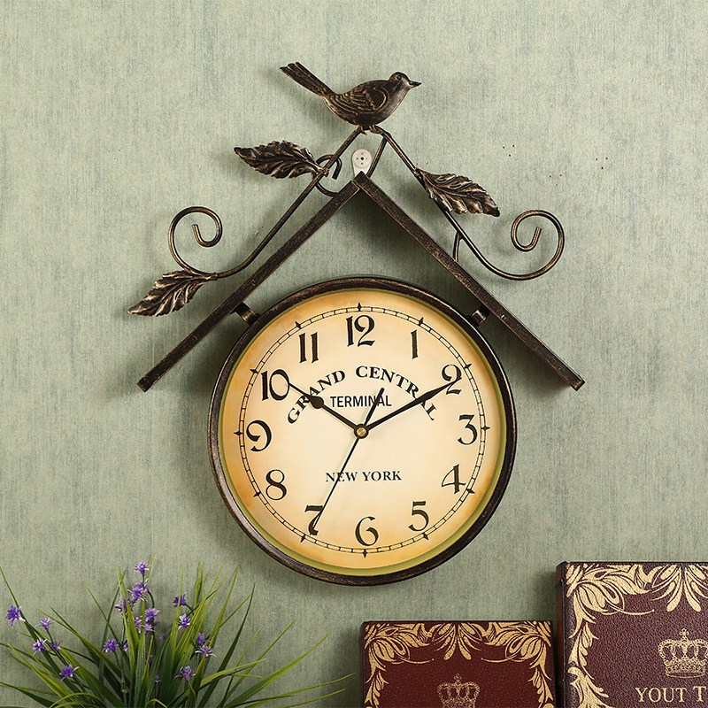 American style Retro Iron art Birds Wall Clock Creative home Soft decorations Wall hangings Café metope three-dimensional Pendantin the Home accessories , Mural category - from Buy2taobao.com to provide professional Taobao agent buy service