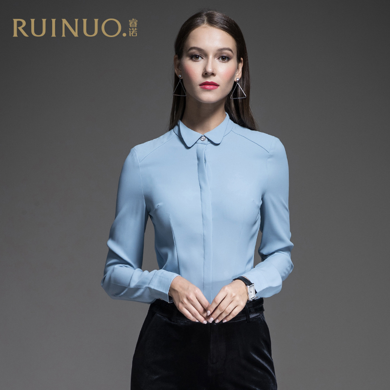 Rui Novo Occupation Women's wear jacket blue OL Shirt female 2018 new pattern Self cultivation Show thin suit Internal lap Long sleeve shirtin the Women's clothing/Boutique , Shirt category - from Buy2taobao.com to provide professional Taobao agent buy service
