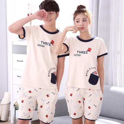 夏季情侣睡衣纯棉短袖韩版夏天睡衣男女士可爱全棉薄款家居服套装