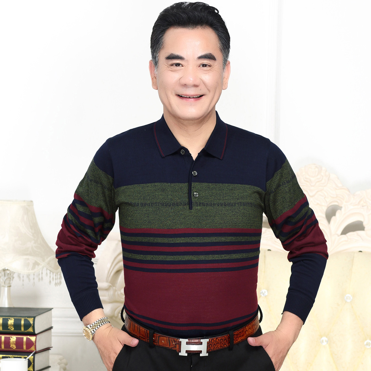 中年男士长袖t恤60纯棉70秋老人衣服中老年人男装爸爸春秋40-50岁在类目 男装, T恤中 - 来自Buy2taobao.com提供专业的淘宝代购服务