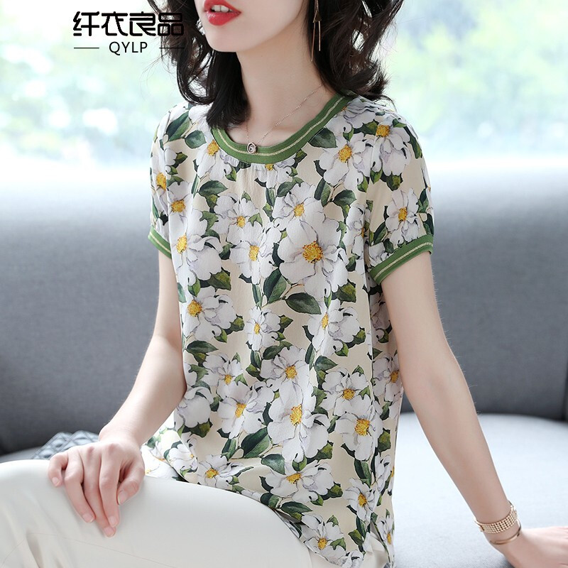 纖衣良品2019夏裝新款夏季女裝圓領印花t恤女D14349 綠色 M-在線在類目 個性定製/設計服務/DIY, 服飾箱包定製, 服裝定製, 動漫服裝/cosplay制服中 - 來自Buy2taobao.com提供專業的淘寶代購服務