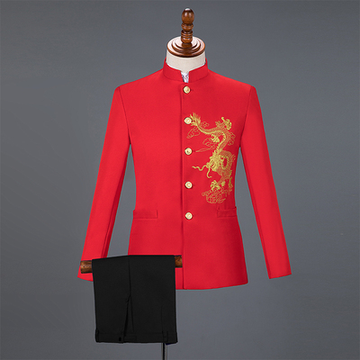 演出服中山装男中国风男装套装中式复古唐装刺绣龙中华立领西服秋|ruв категории Мужская одежда, костюм - от Buy2taobao.com для оказания профессиональной услуги покупки агента Taobao