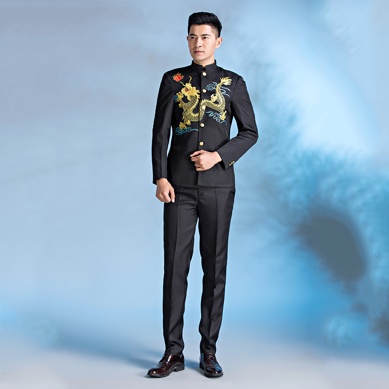 2019 new pattern Embroidery Collar tunic costume Stage costume man Chorus Costume Male chair full dressin the Men's clothing, National costume category - from Buy2taobao.com to provide professional Taobao agent buy service