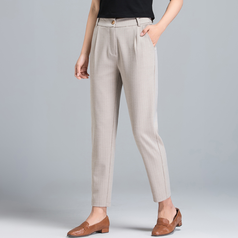 Suit pants Straight Easy leisure time Panties spring and autumn 2019 new pattern Versatile Carrot pants Haren Beige trousersin the Women's clothing/Boutique , Pants , Suit pants/Dress pants category - from Buy2taobao.com to provide professional Taobao agent buy service