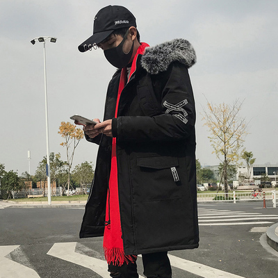 男士外套冬季2017新款韩版个性潮男中长款棉衣男加厚保暖棉服毛领